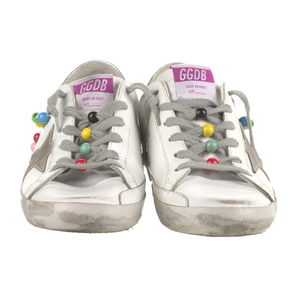 GOLDEN GOOSE Leather Printed Sneakers Size 38 - Picture 3 of 6